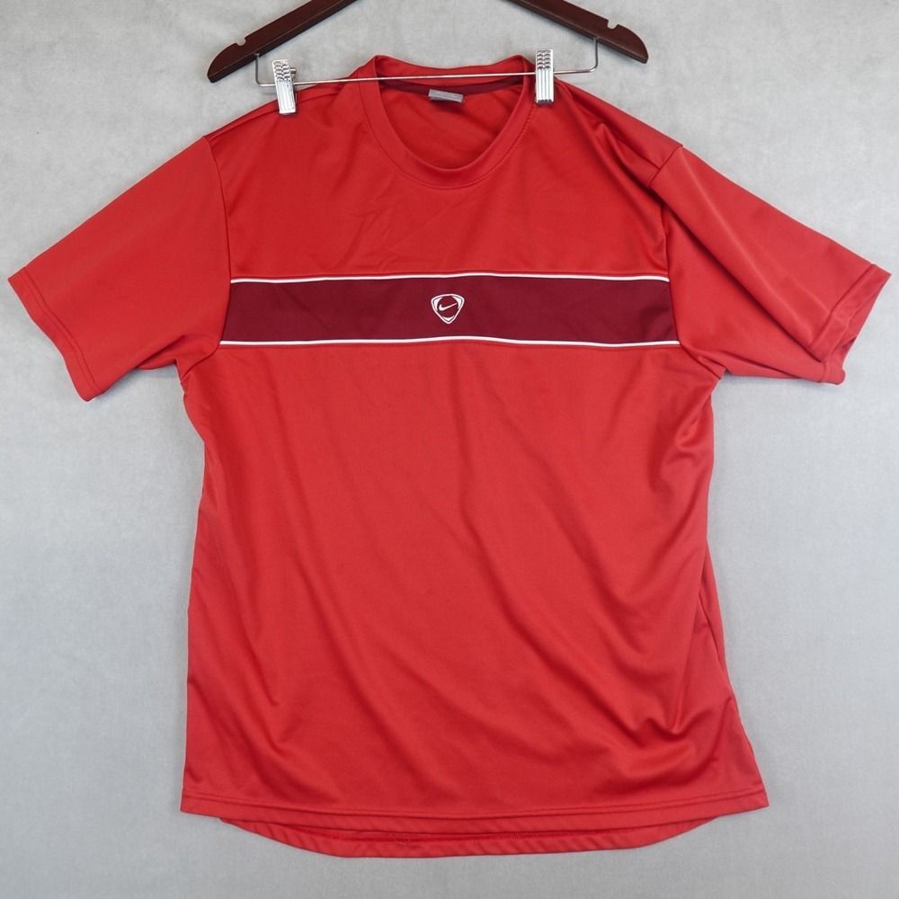 VTG NIKE T Shirt Mens Training Fitness Large Track Performance Center Swoosh 90s